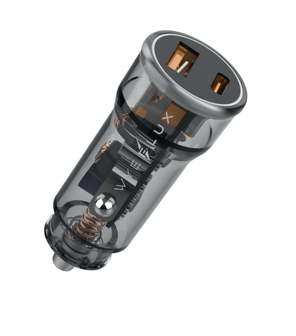 WYEFLUX 38W Dual USB-A & USB-C PD Transparent In-Car Charger