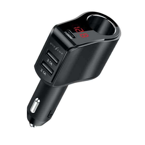 WYEFLUX 200W (Max) Multi USB and Socket Expansion In-Car Charger