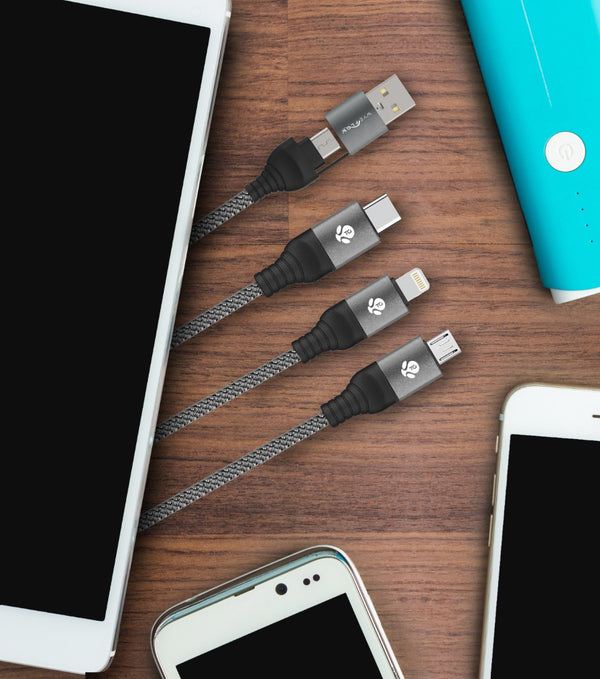 WYEFLOW 6-IN1 Aluminum Alloy Braided 60W Super Fast Charging Cable 1.2m